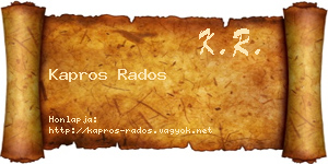 Kapros Rados névjegykártya
